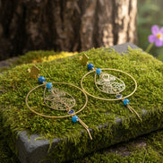 Boucles d'Oreilles Esméralda ✦ Apatite Naturelle & Papillon Doré