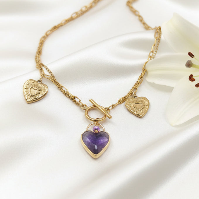 collier doré améthyste intuition 3eme oeil