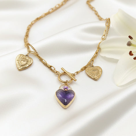 collier doré améthyste intuition 3eme oeil