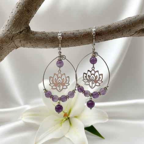boucles d'oreilles améthyste