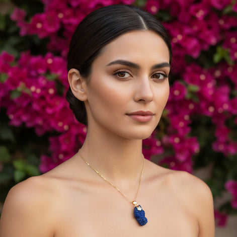 collier doré azurite