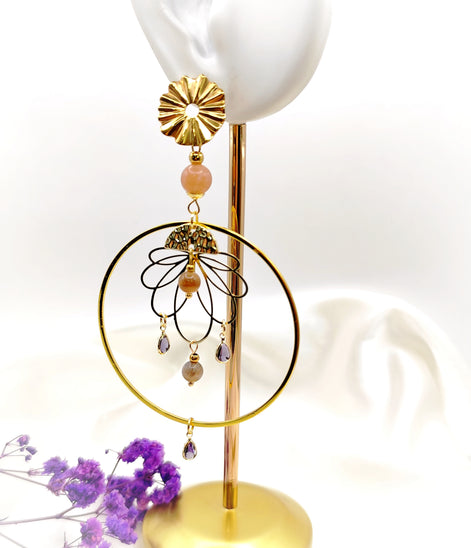 boucles doreilles pierre de lune