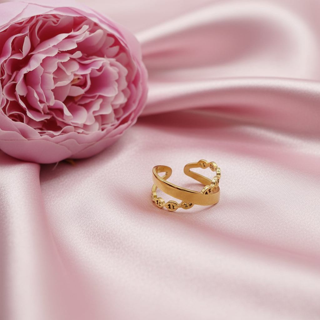 Bague doré en acier inoxydable