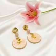 boucles d'oreilles doré en pierre de lune 