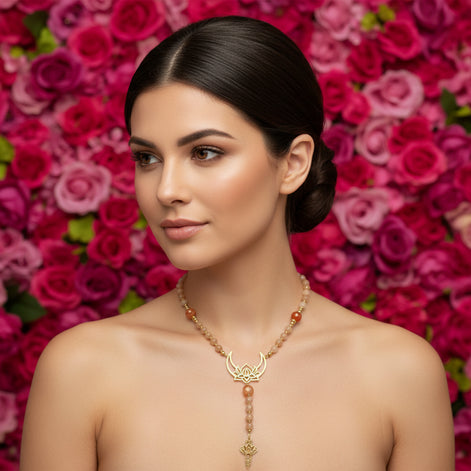 chapelet lotus doré en pierre