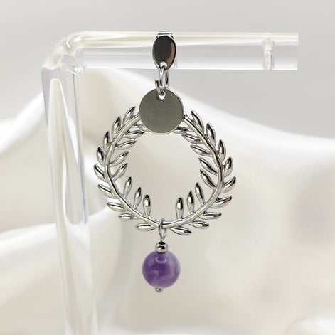 Boucles d'oreilles Césaria Doré ou argenté, Améthyste ou labradorite