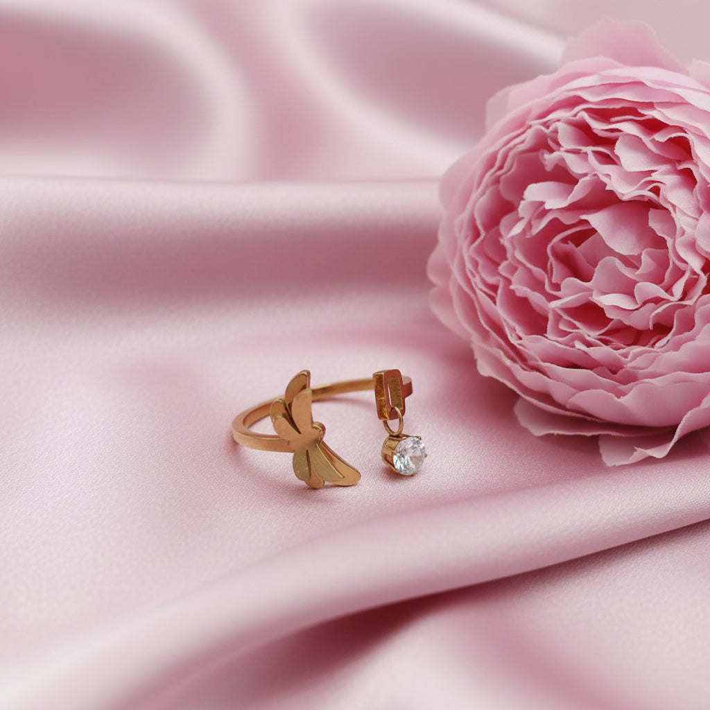 Bague doré en acier inoxydable