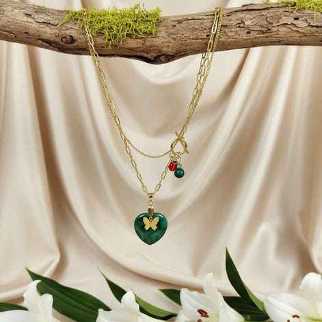 Collier “L'appel du coeur” Malachite