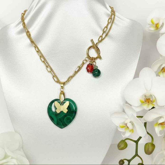 Collier “L'appel du coeur” Malachite