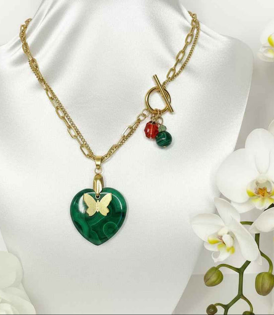 Collier “L'appel du coeur” Malachite