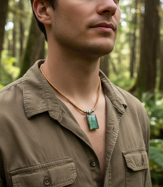 collier homme labradorite en liège