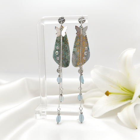 Boucles d'oreilles aigue marine océan