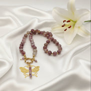 collier de perles tourmaline rose