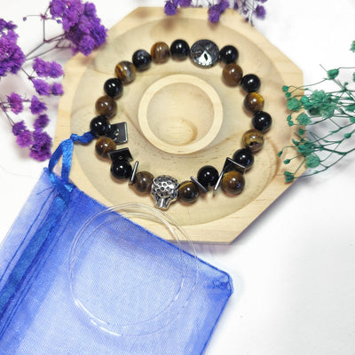 Kit Bracelet de protection en Pierre Œil de Tigre et onyx, arbre de vie et tigre