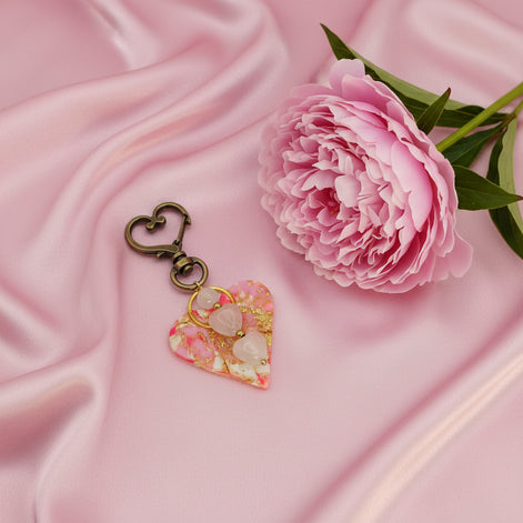 porte clés coeur rose