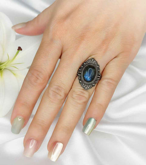 Bague en argent s925 et labradorite