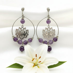 boucles doreilles améthyste