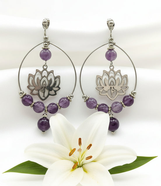 boucles doreilles améthyste