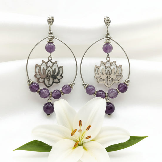 boucles doreilles améthyste