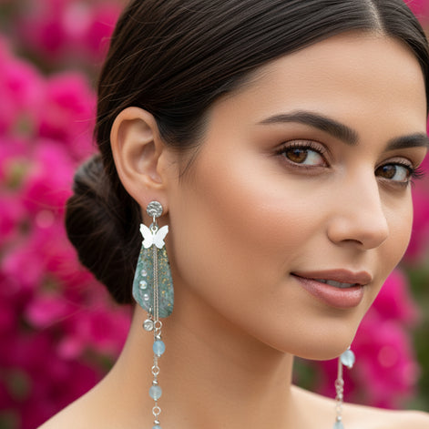 Boucles d'oreilles en aigue marine 