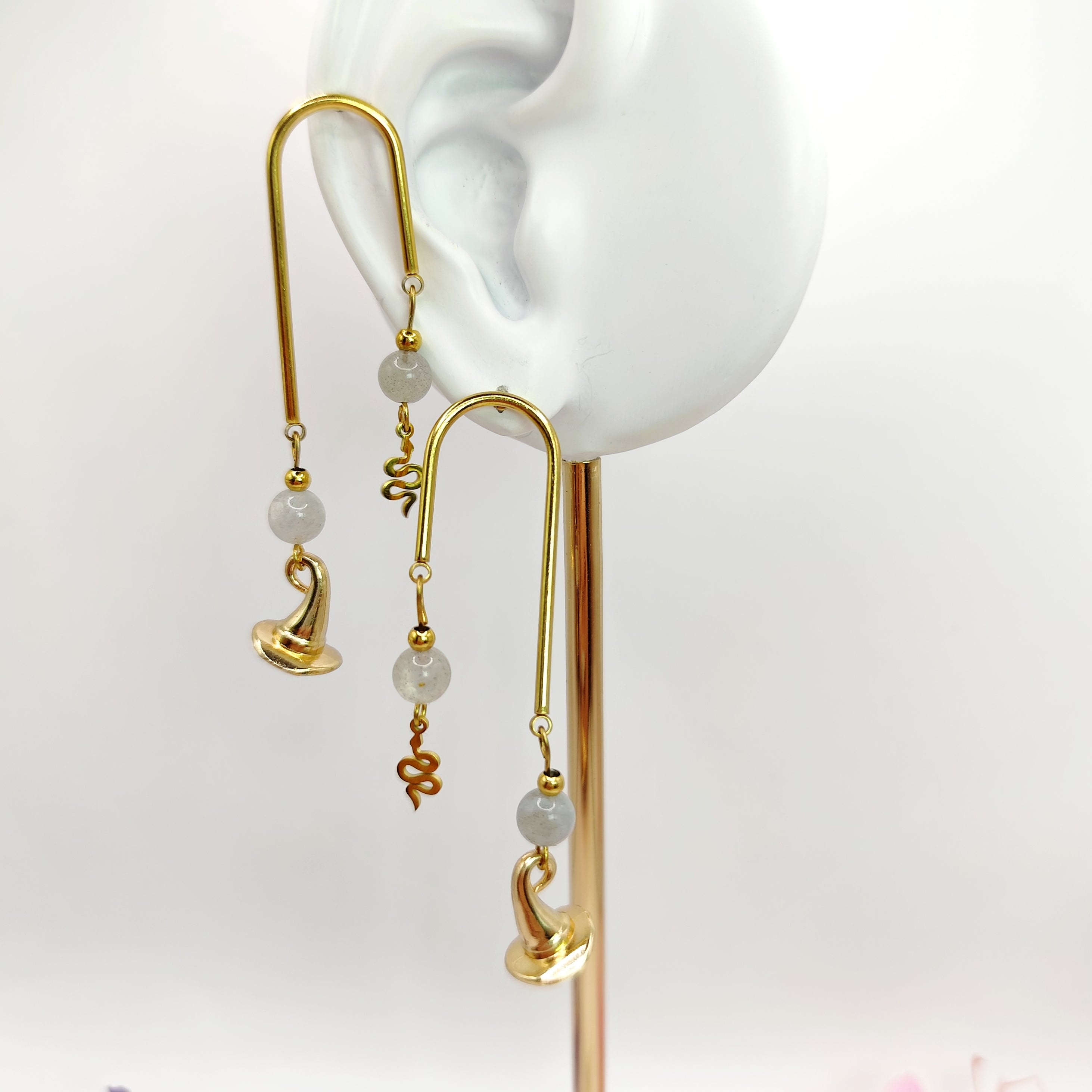 Boucles d'oreilles doré entre terre et ciel, modèle au choix