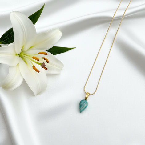Collier fin Amazonite, argenté, doré au choix