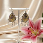 Boucles d'oreilles en labradorite argenté et serpent