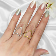 Bague coeur en acier ajustable