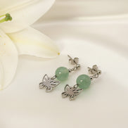 boucles d oreille papillon aventurine verte