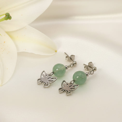 boucles d oreille papillon aventurine verte