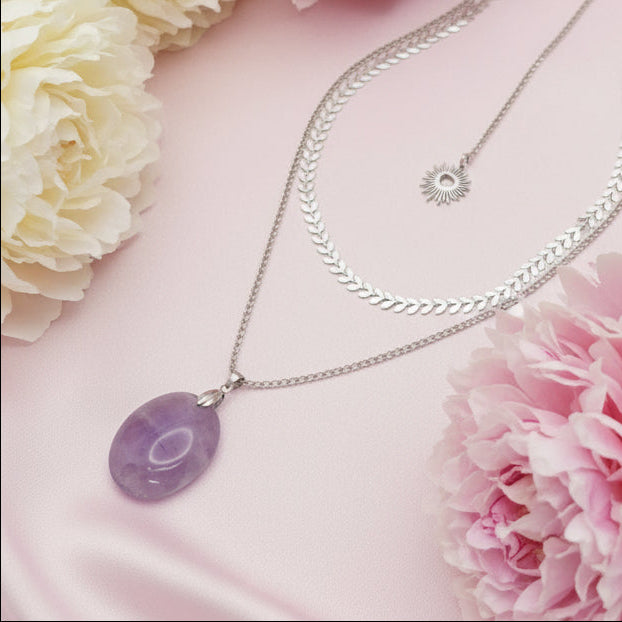 collier femme améthyste