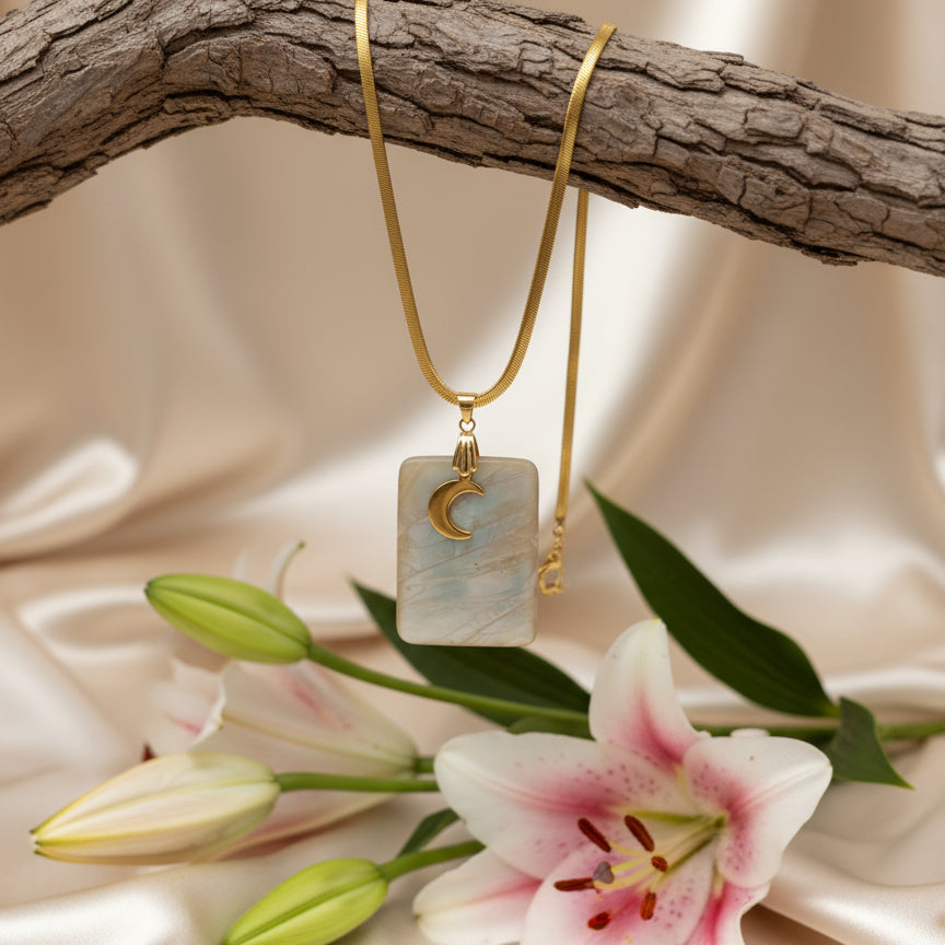 pierre de lune blanche rectangle