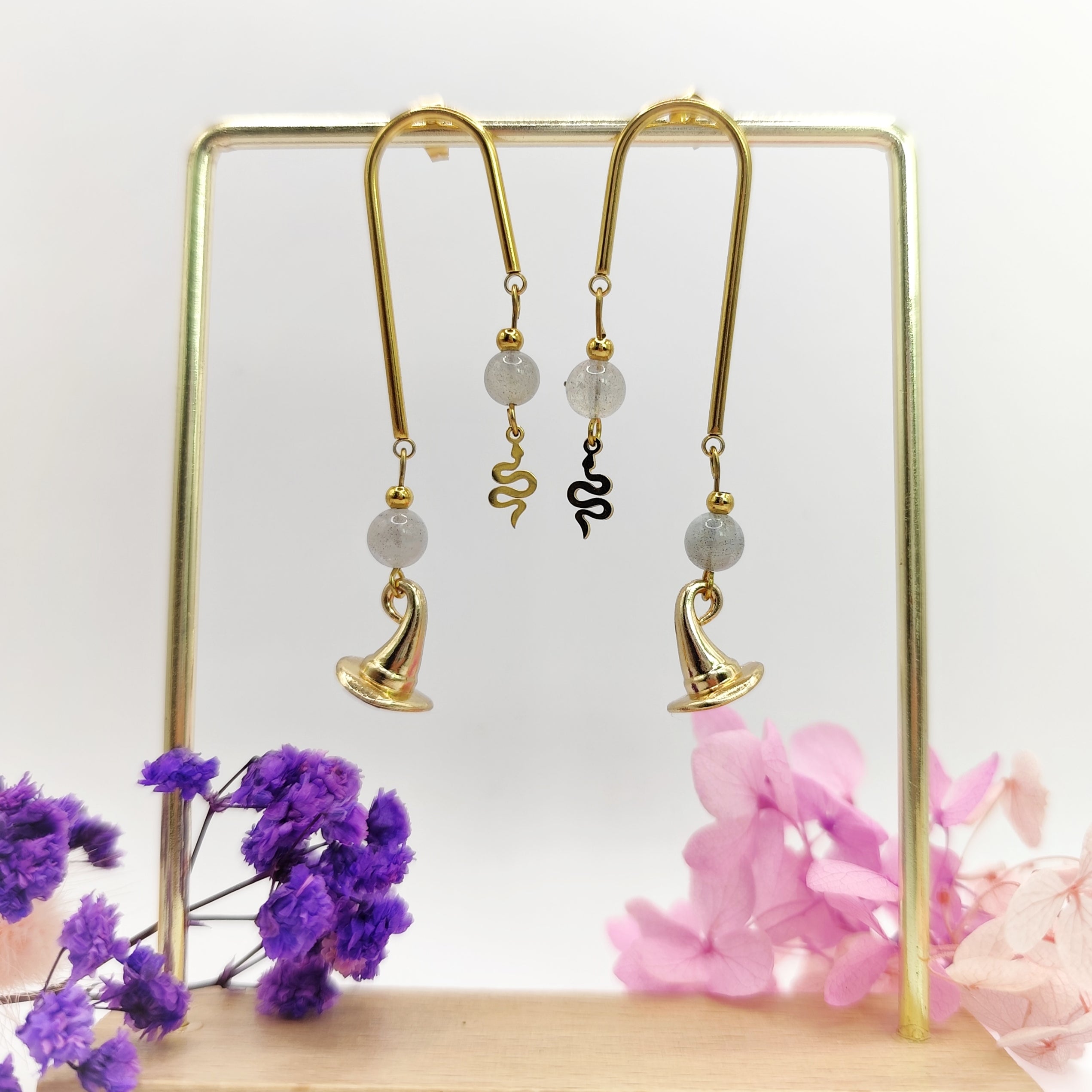 Boucles d'oreilles doré entre terre et ciel, modèle au choix