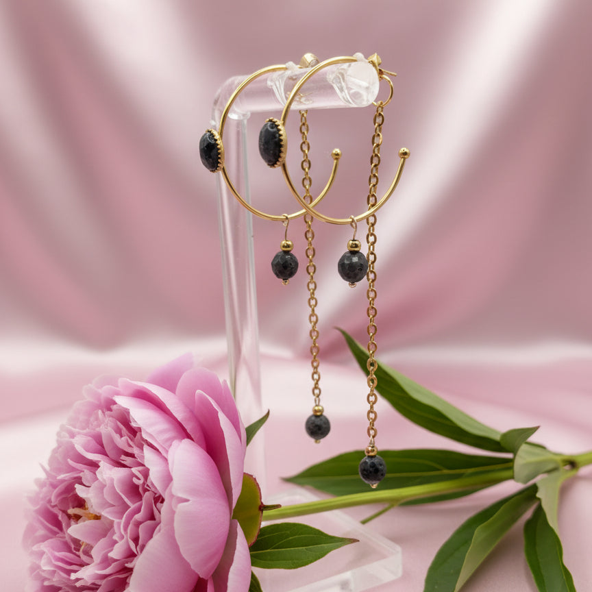  boucles d oreilles labradorite larvikite 