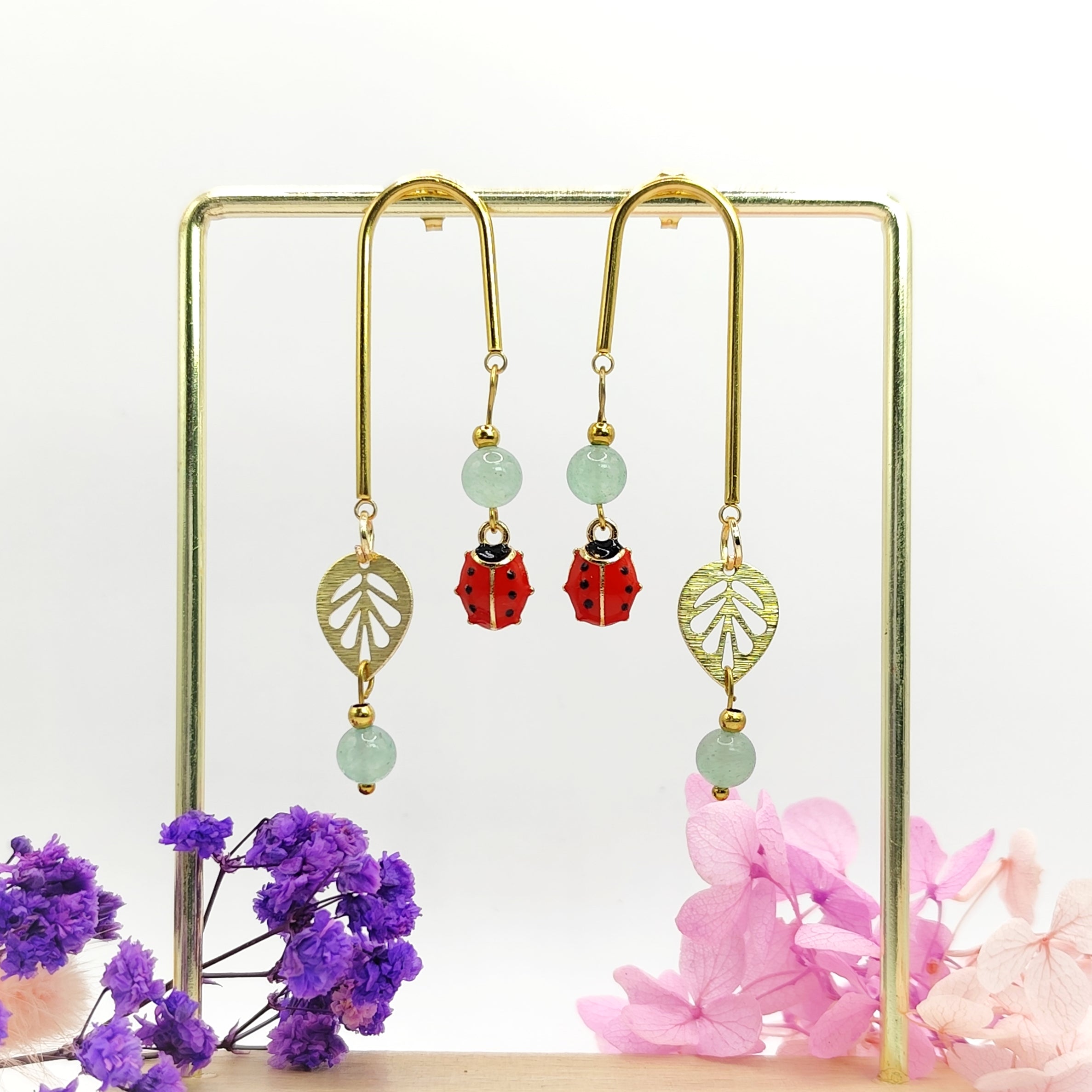 Boucles d'oreilles doré entre terre et ciel, modèle au choix