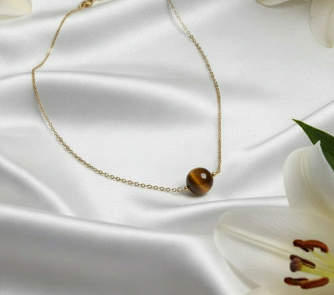 collier perle oeil de tigre tour de cou