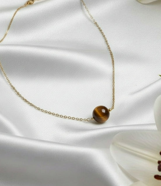 collier perle oeil de tigre tour de cou