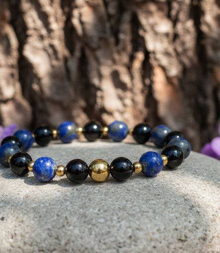 bracelet onyx noire lapis lazuli acouphènes