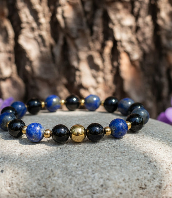 bracelet onyx noire lapis lazuli acouphènes