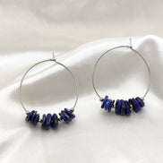 Boucles d'oreilles créoles en pierres et en acier inoxydable au choix