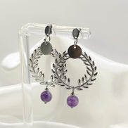 Boucles d'Oreilles Césaria ✦ Acier Doré ou Argenté & Pierre au Choix