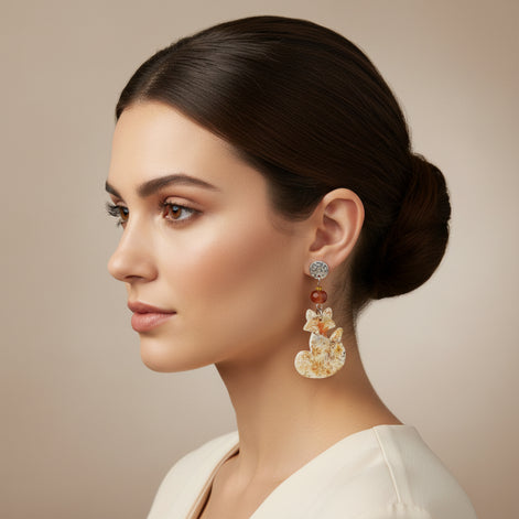 Boucles d'oreilles cornaline de créateur