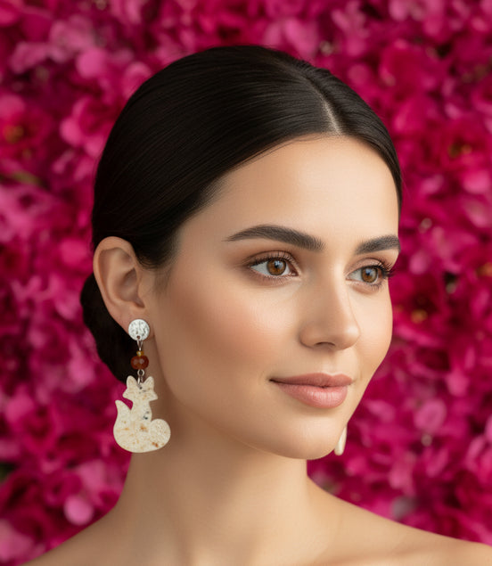 Boucles d'oreilles cornaline de créateur