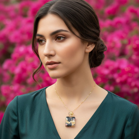 collier chaine doré orgonite tourmaline noire