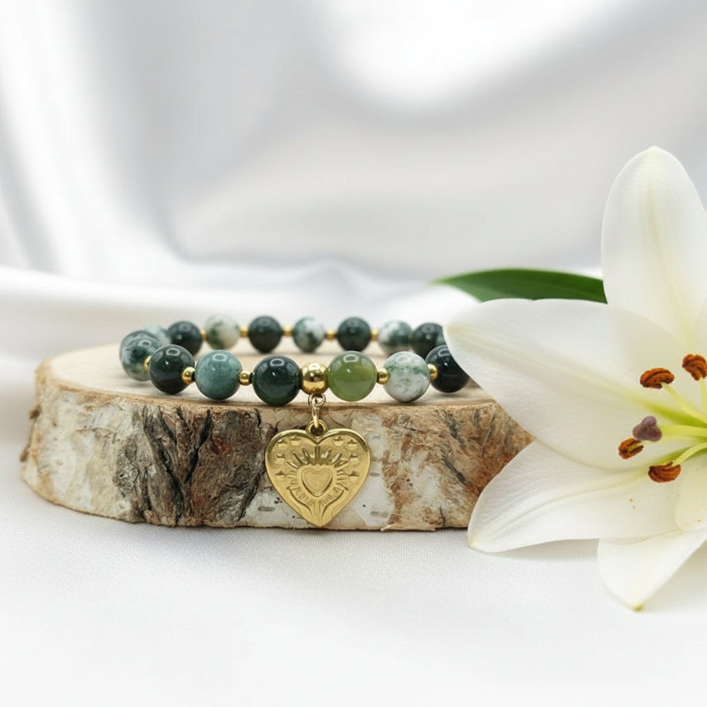 bijoux en agate verte