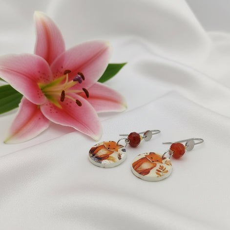 Boucles d'oreilles cornaline facetté