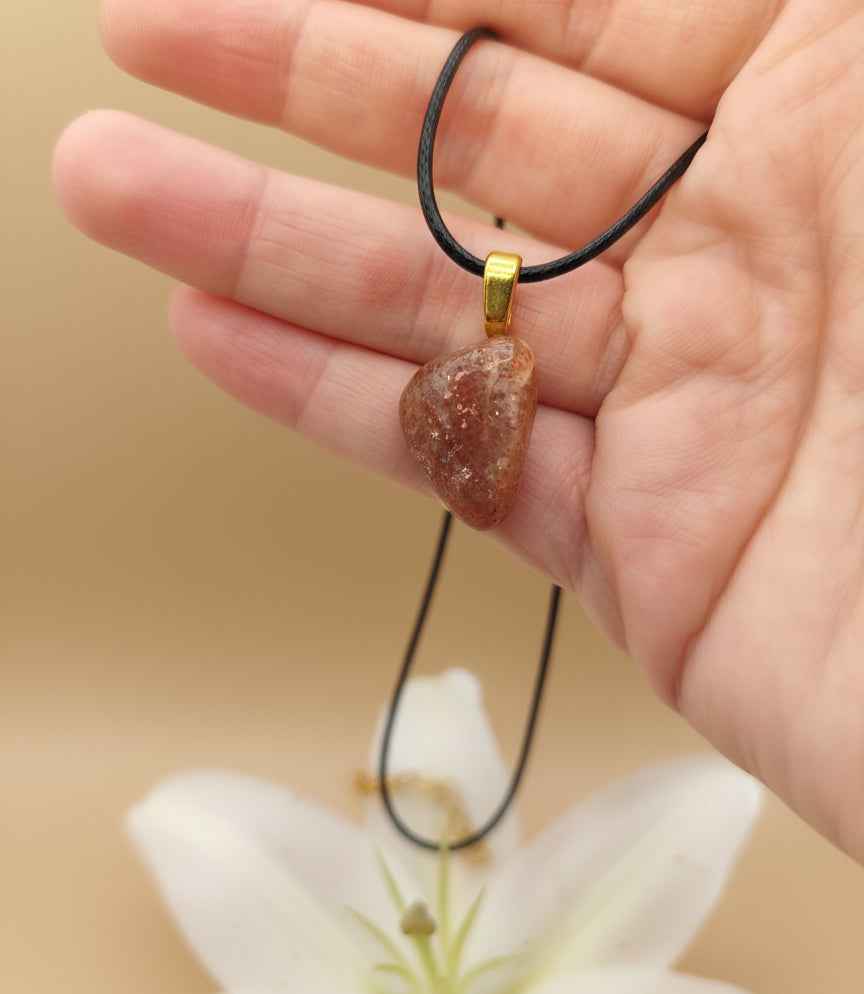 Collier et Pierre de soleil roulée qualité AA au choix