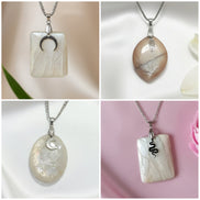 Collier argenté pierre de lune blanche extra au choix