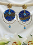 Boucles d’Oreilles Bleu et or en Apatite,