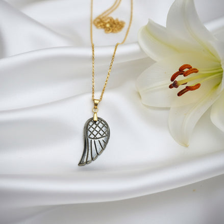 Collier "plume de Pyrite" doré ou argenté, mixte